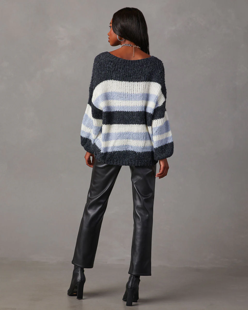 Knowles Oversized Striped Knit Pullover Sweater - Image 4