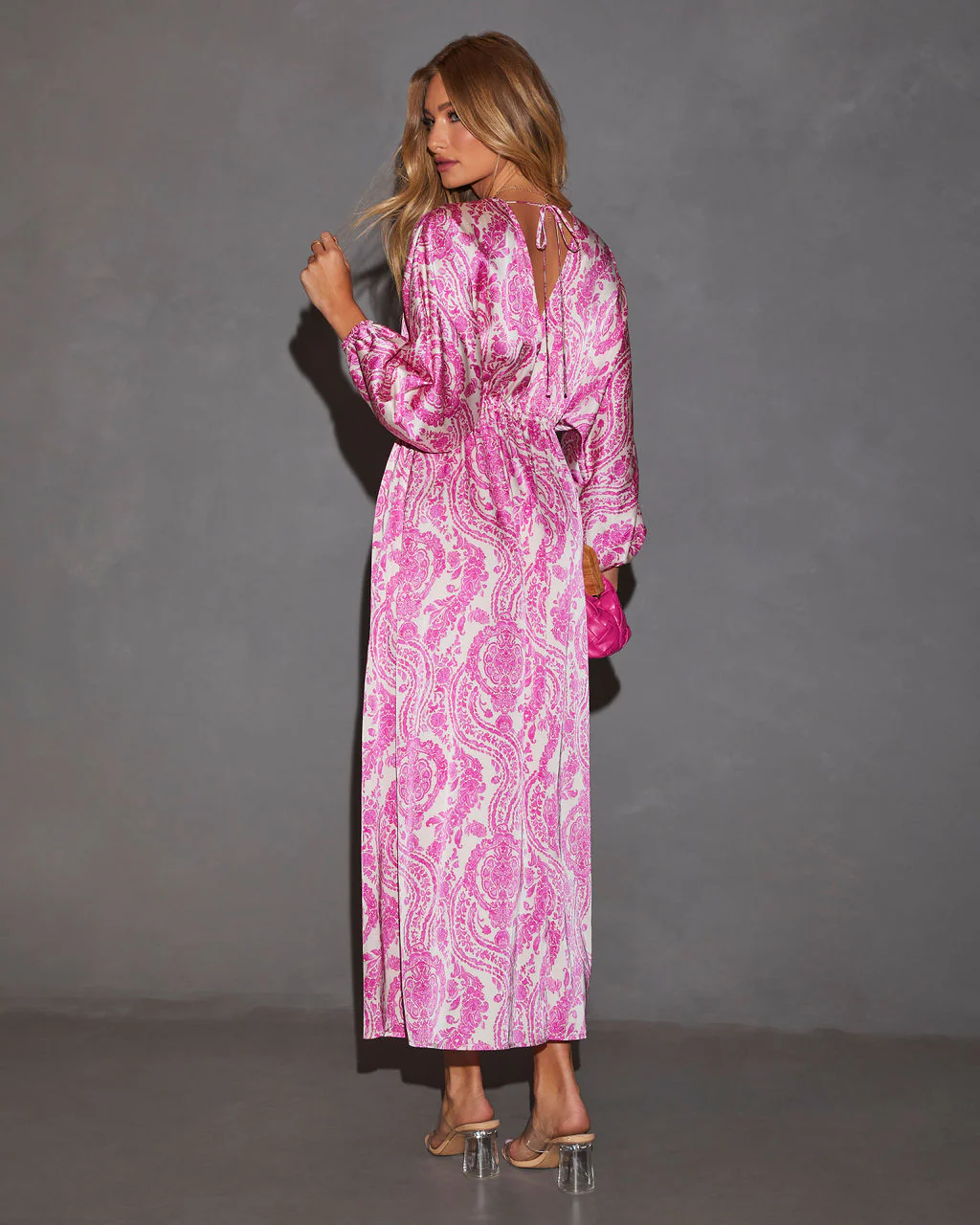 Korina Satin Printed Kimono Empire Waist Maxi Dress - Image 15