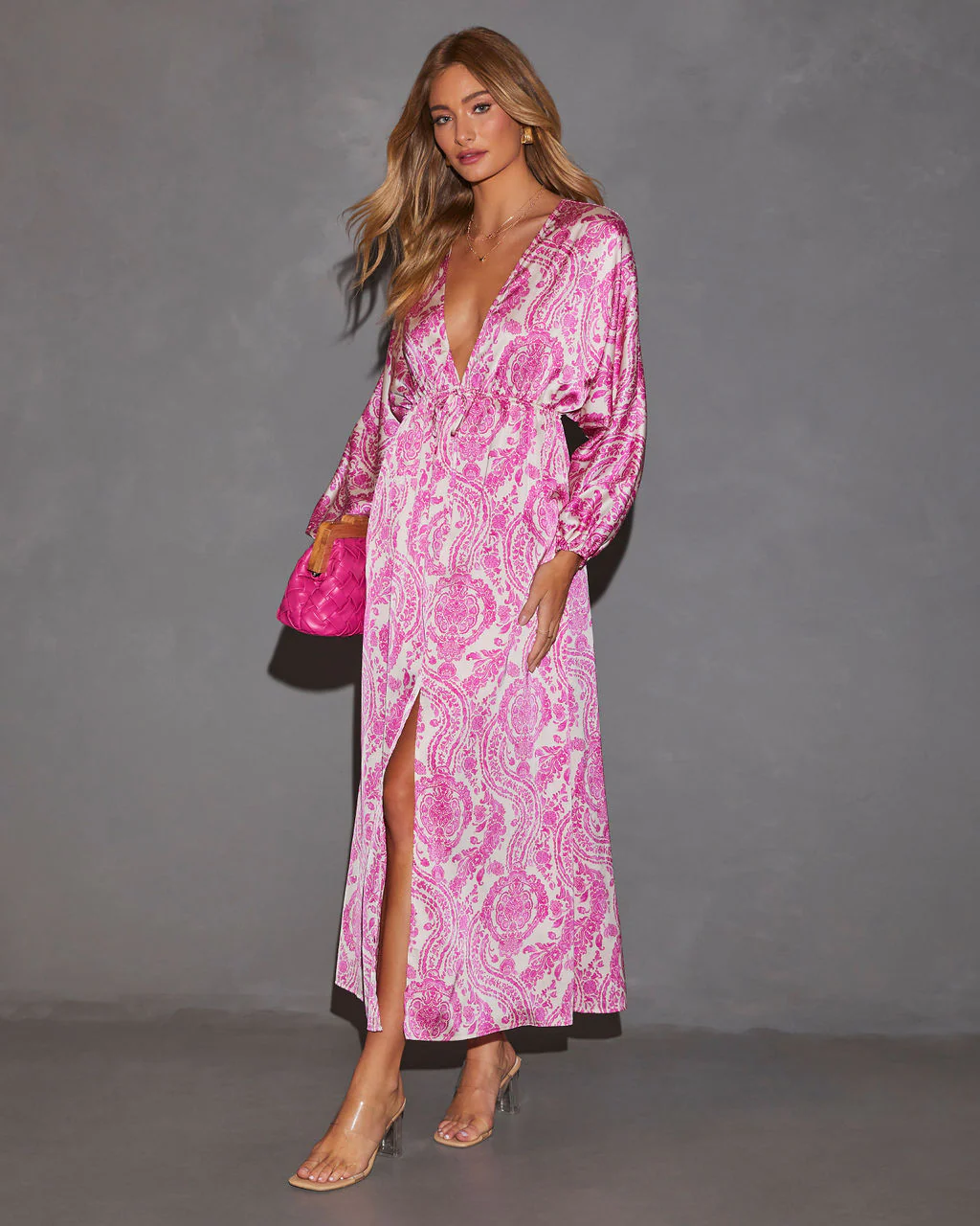 Korina Satin Printed Kimono Empire Waist Maxi Dress - Image 16