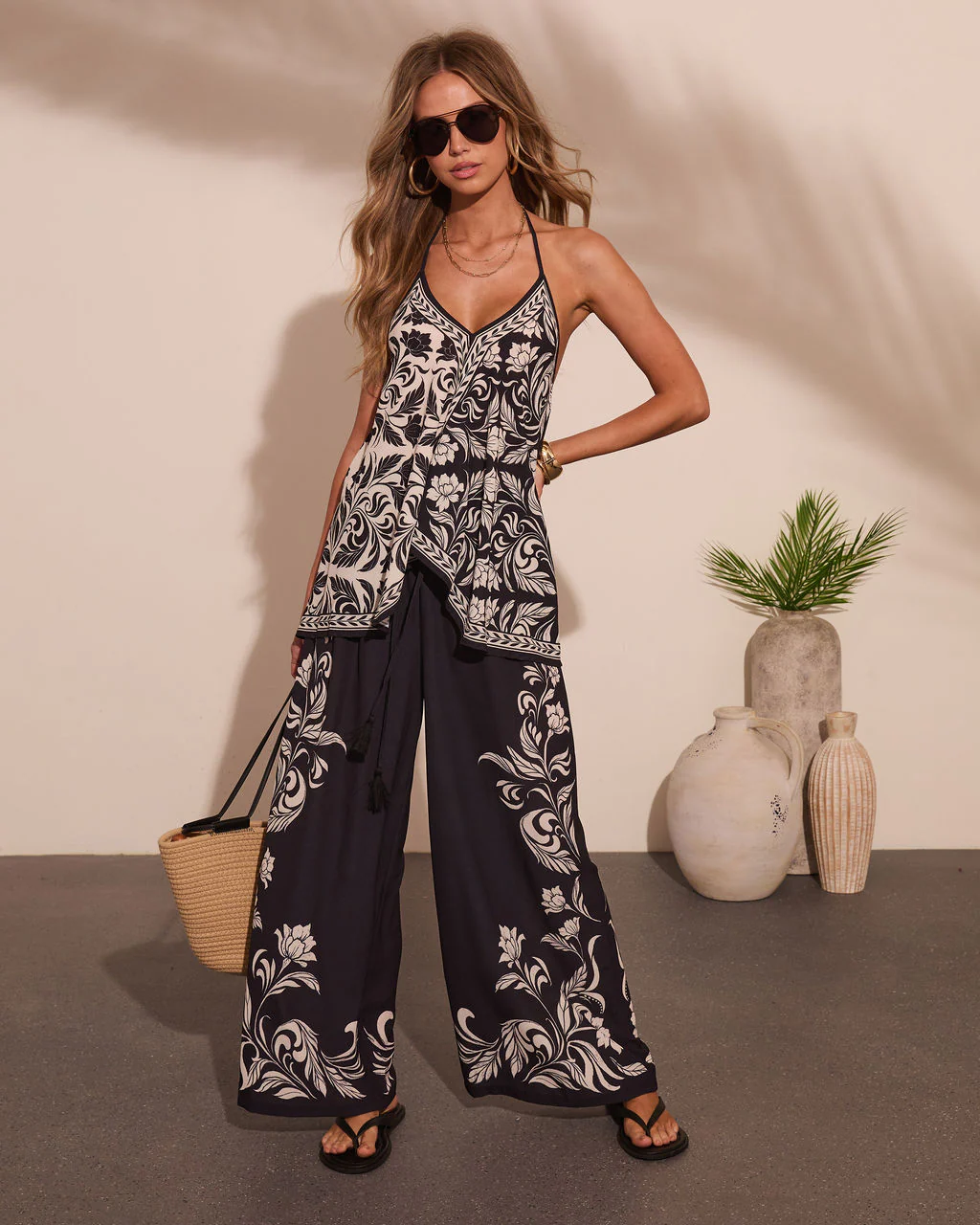 Korinna Floral Print Drawstring Wide Leg Pants - Image 5