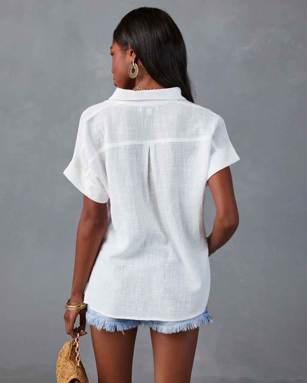Krissy Cotton Woven Button Down Top - Image 3