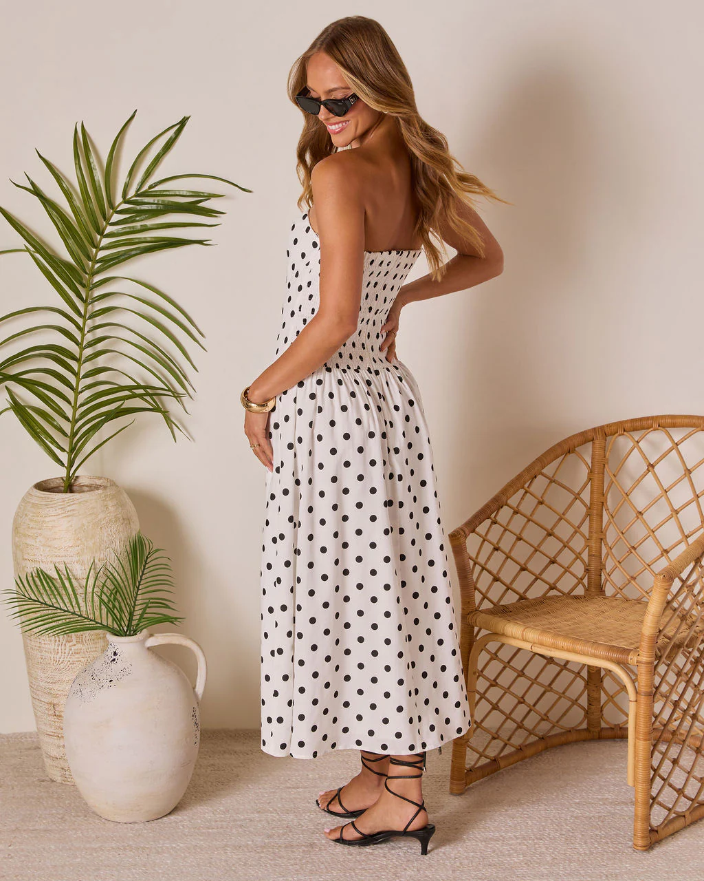 Kristena Drop Waist Polka Dot Midi Dress - Image 4
