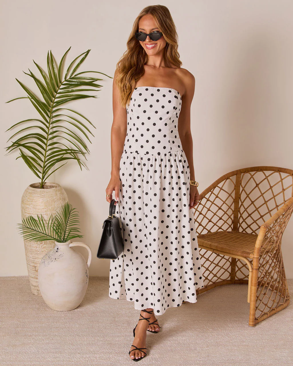 Kristena Drop Waist Polka Dot Midi Dress - Image 6