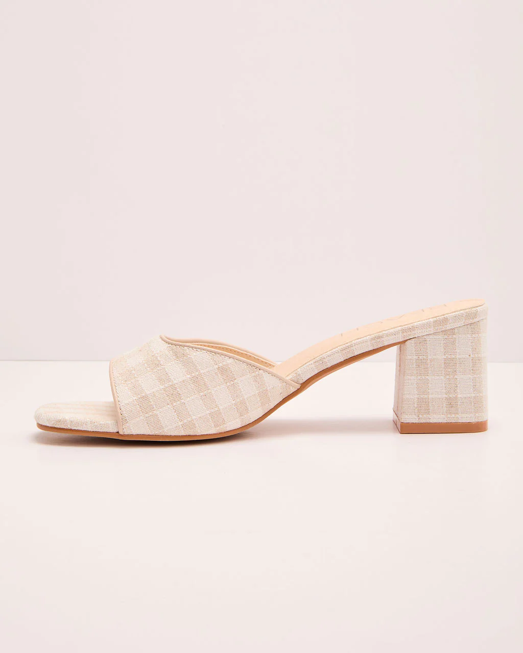 Kristie Gingham Print Heeled Mule - Image 3