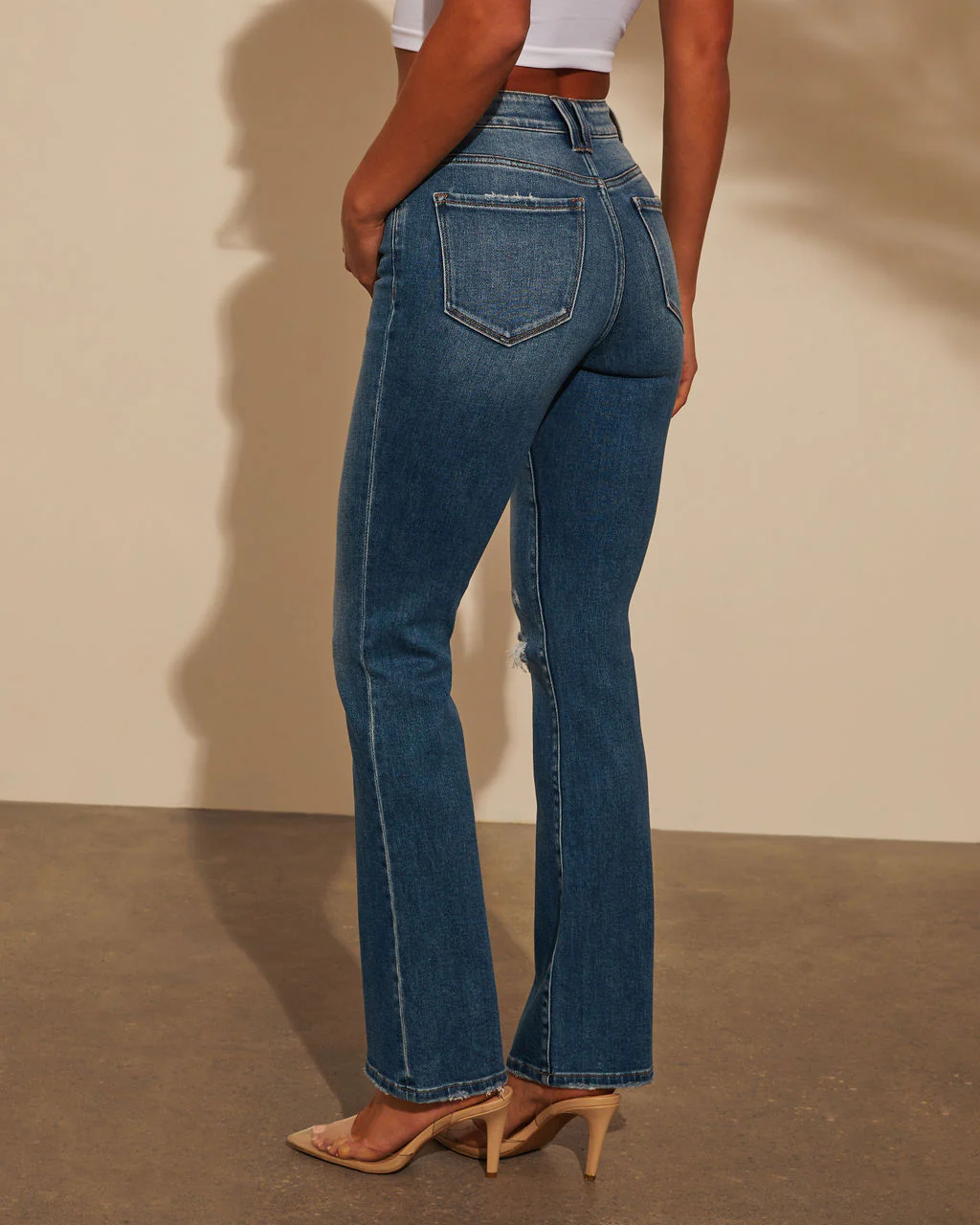 Kylee High Rise Distressed Flare Jeans - Image 5