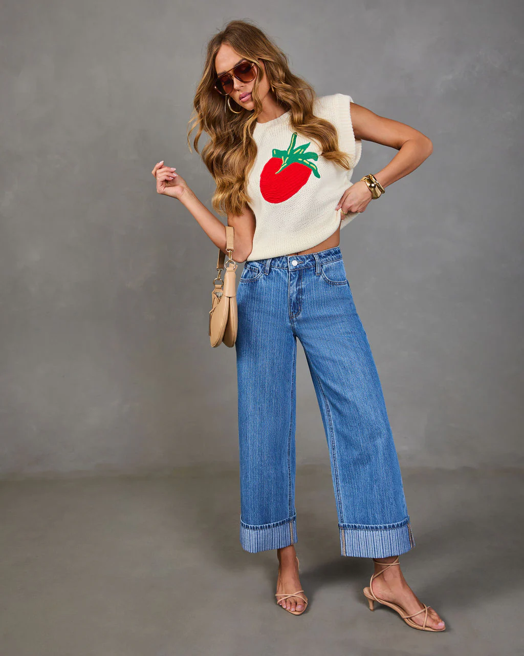 Ladena Rigid High Rise Wide Leg Cuffed Jeans - Image 5
