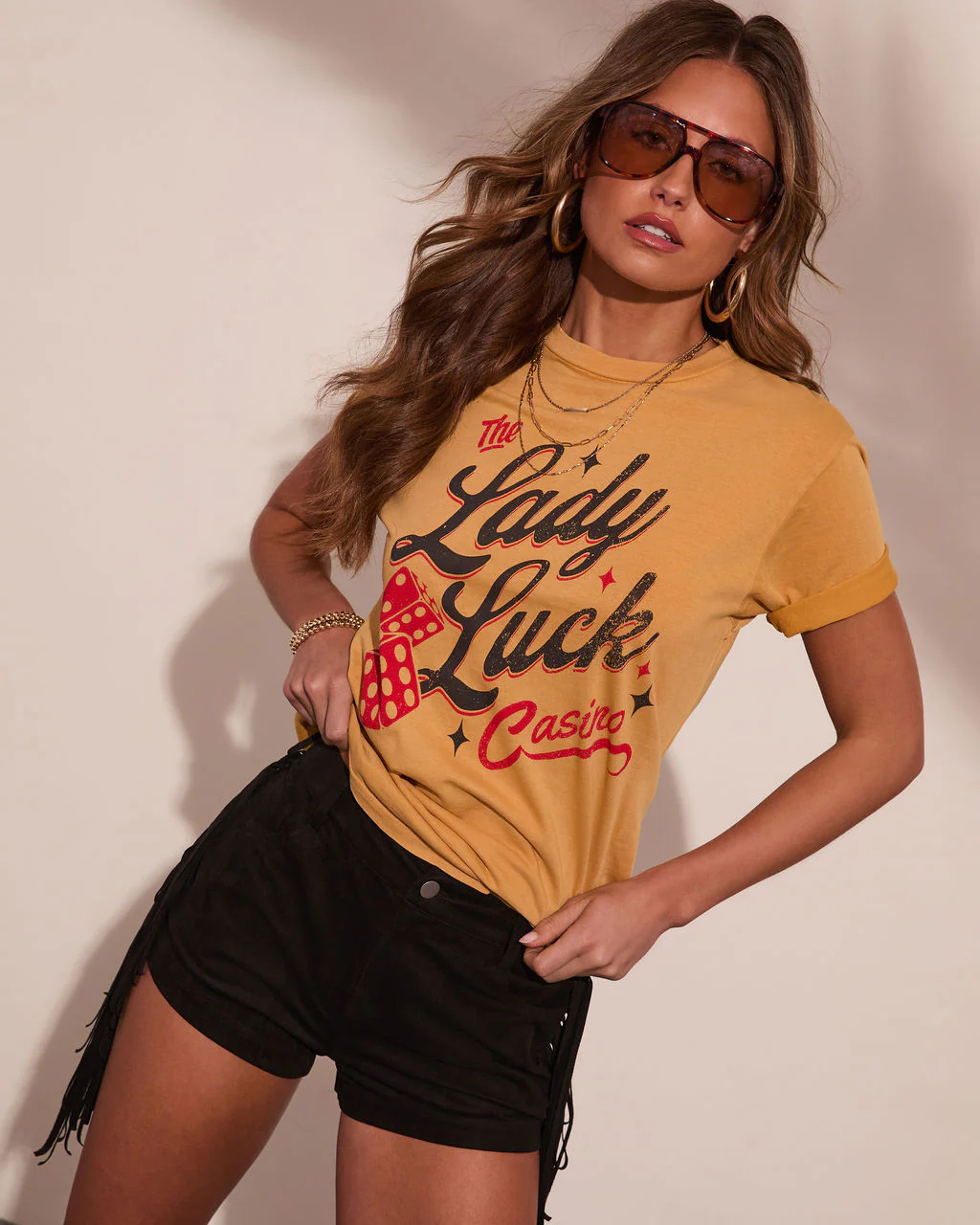 Lady Luck Graphic Short Sleeve Graphic Tee - Image 5