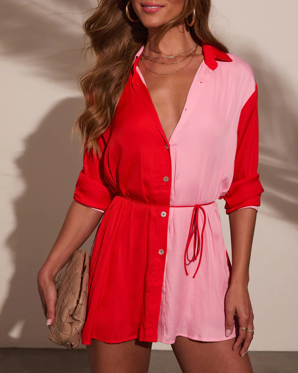 Laine Waist Tie Colorblock Romper - Image 11