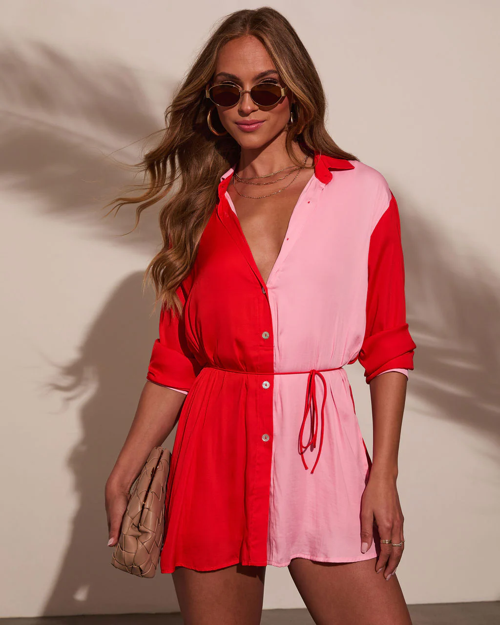 Laine Waist Tie Colorblock Romper - Image 7