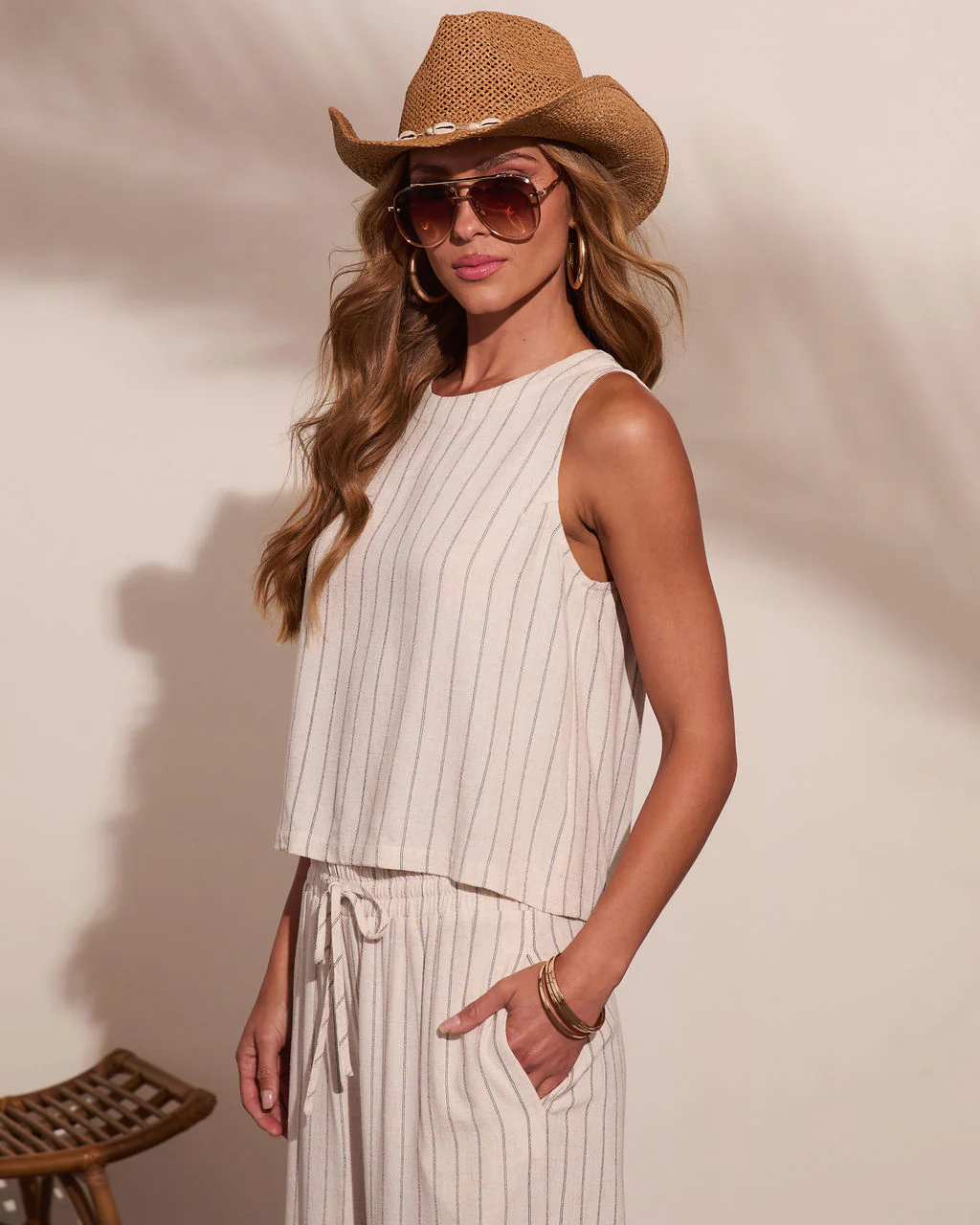 Lainee Striped Linen Blend Tank Top - Image 3