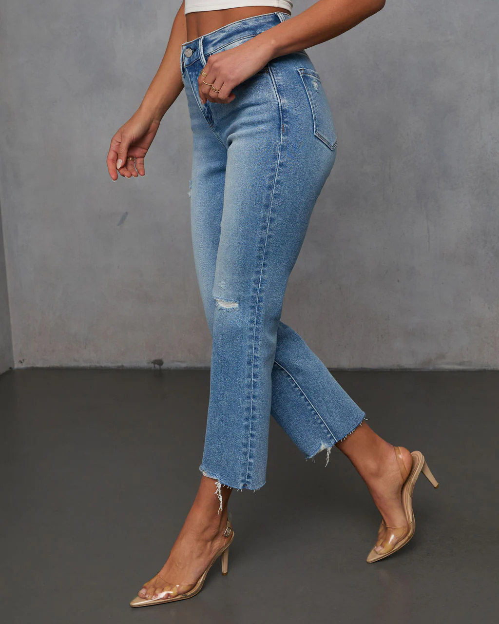 Lara Super Stretch Crop Frayed Hem Jeans - Image 3