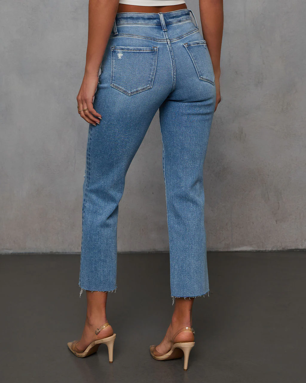 Lara Super Stretch Crop Frayed Hem Jeans - Image 4