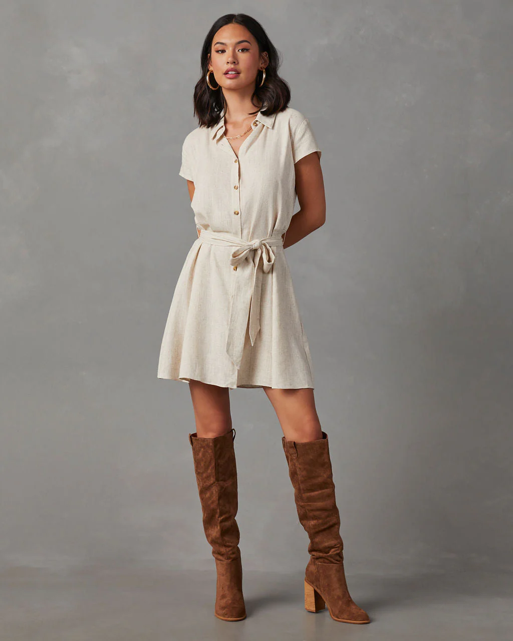 Larue Linen Button Down Mini Dress - Image 6