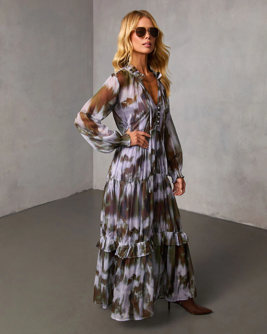 Lasso the Moon Abstract Chiffon Maxi Dress - Image 3