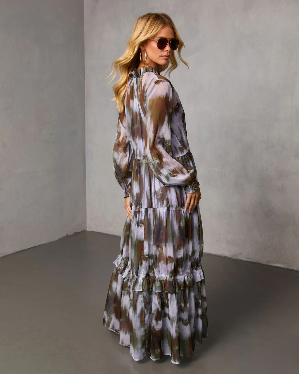 Lasso the Moon Abstract Chiffon Maxi Dress - Image 4