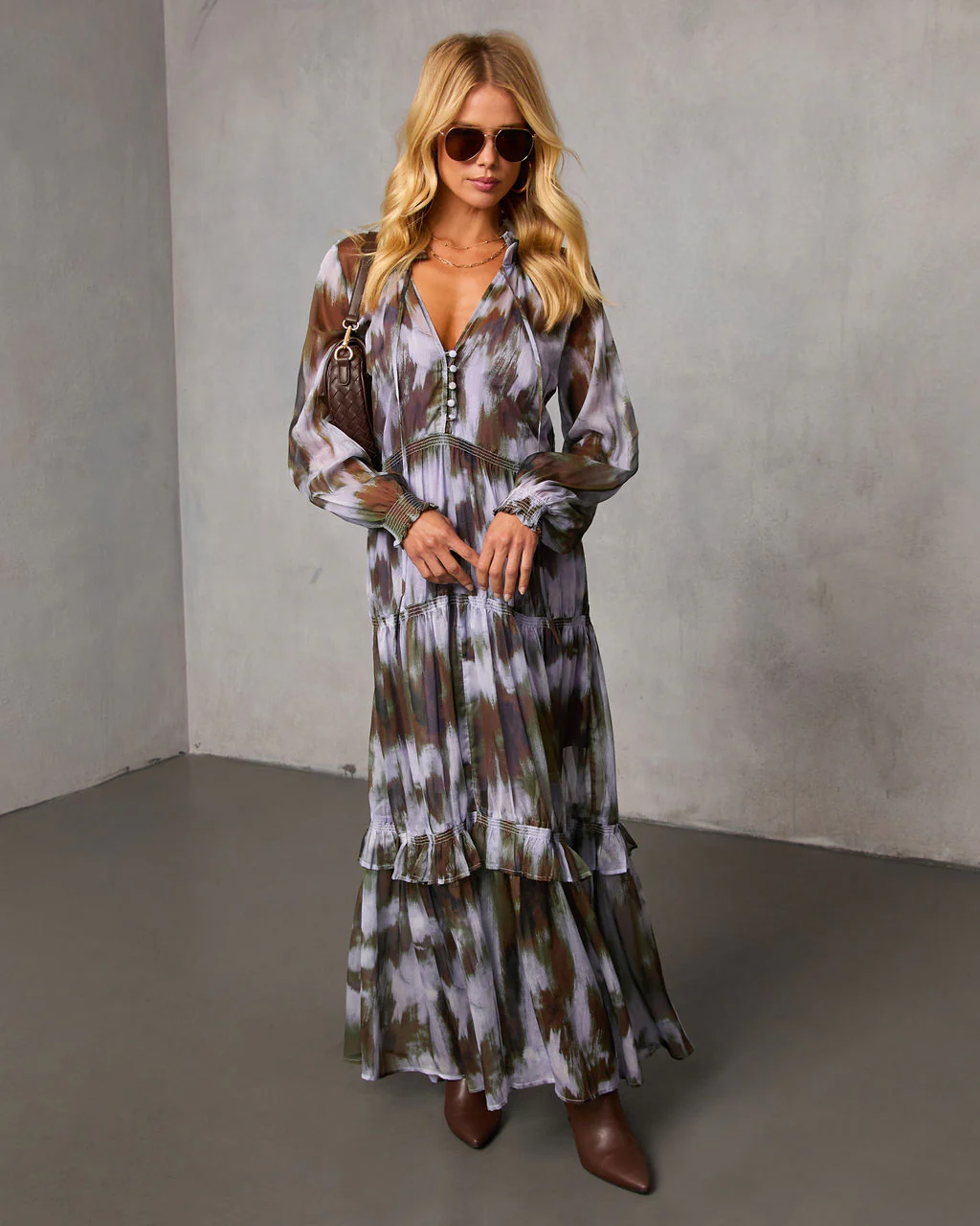 Lasso the Moon Abstract Chiffon Maxi Dress - Image 6