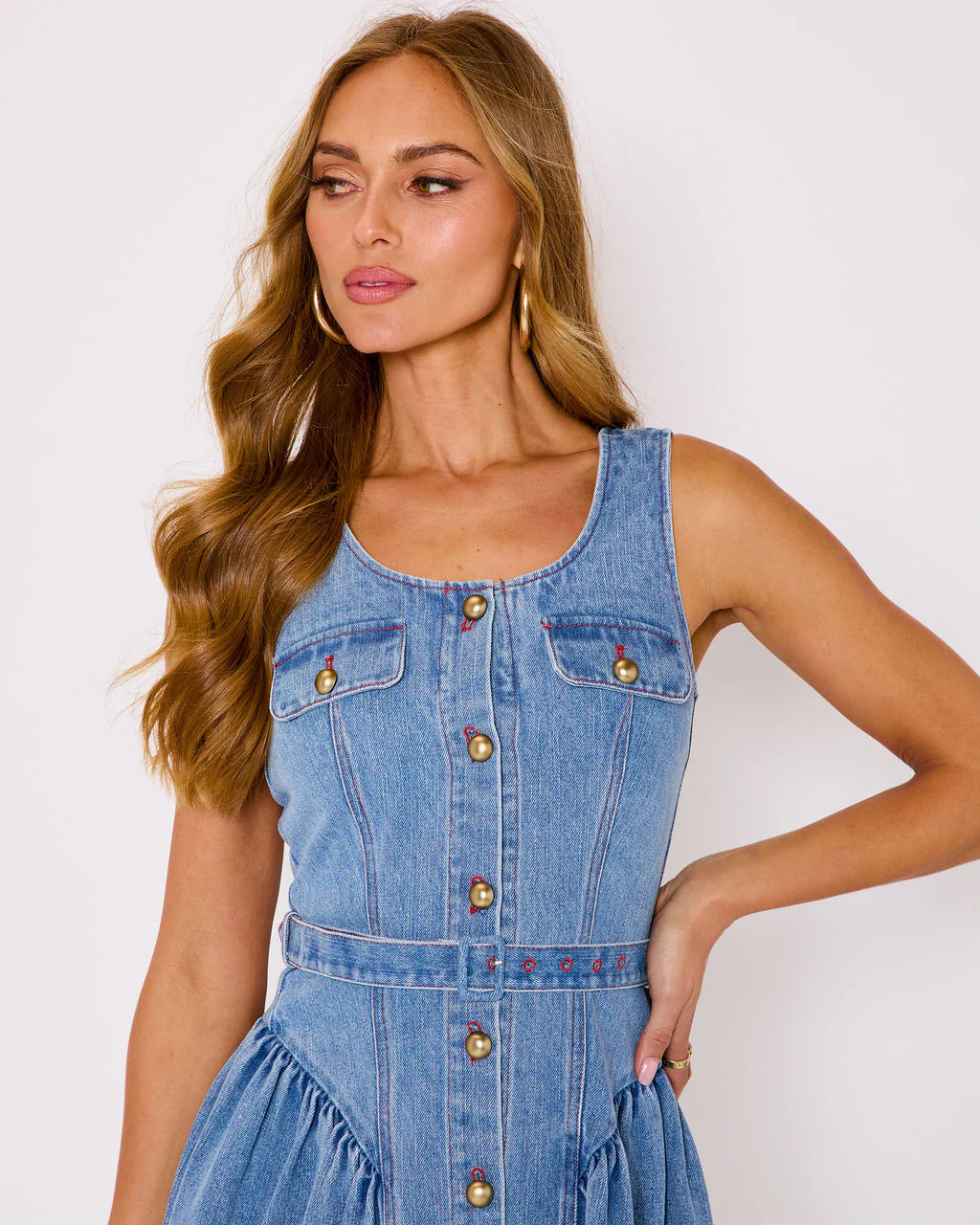 Laureline Belted Denim Mini Dress - Image 6