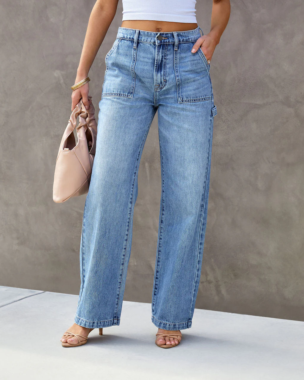 Laurent High Waisted Carpenter Wide Leg Jeans - Image 2