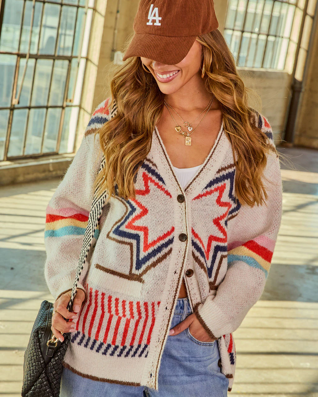 Layered Ease Abstract Knit Cardigan - Image 3