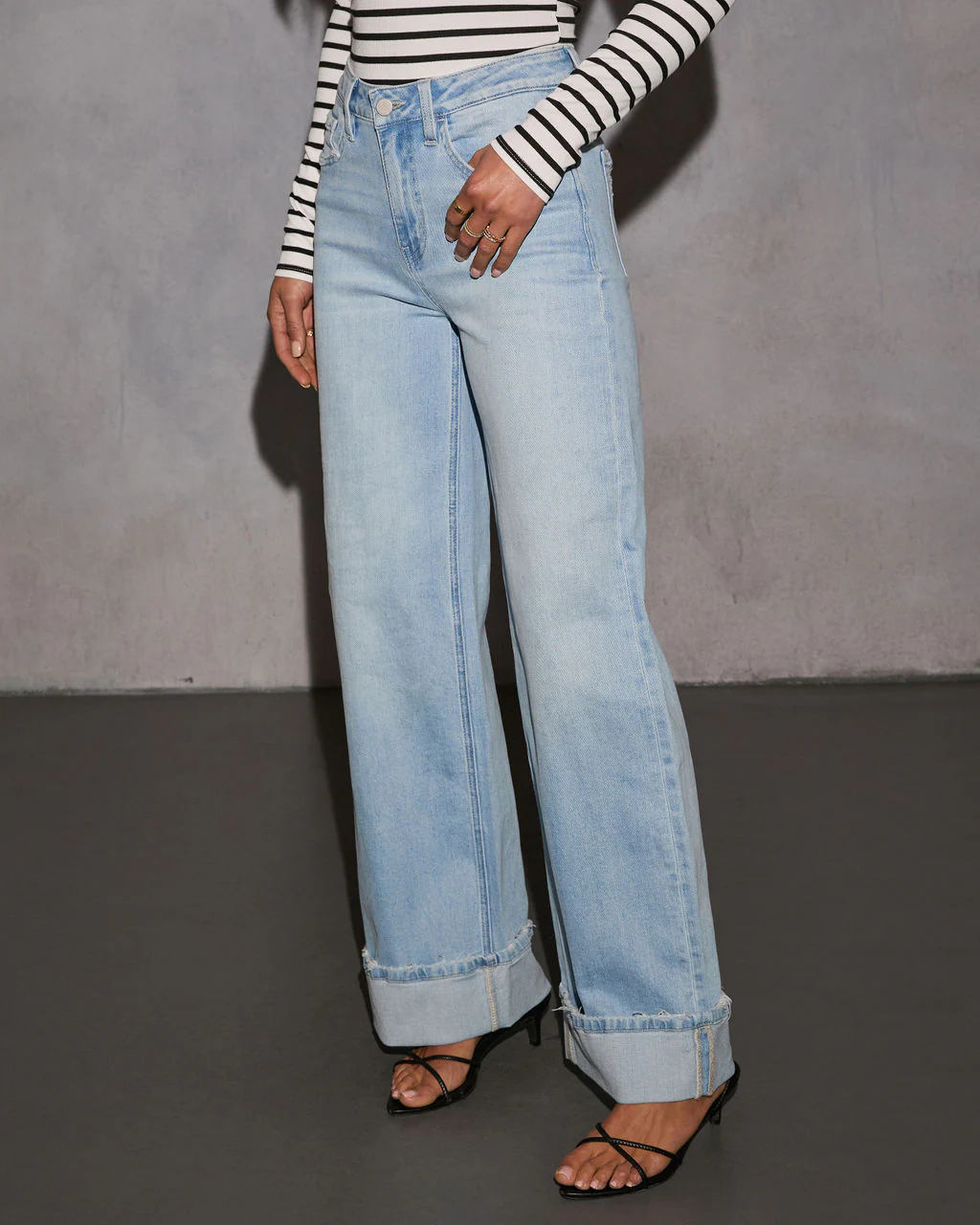 Laylia Stretch Distressed Wide Leg Jeans - Image 3