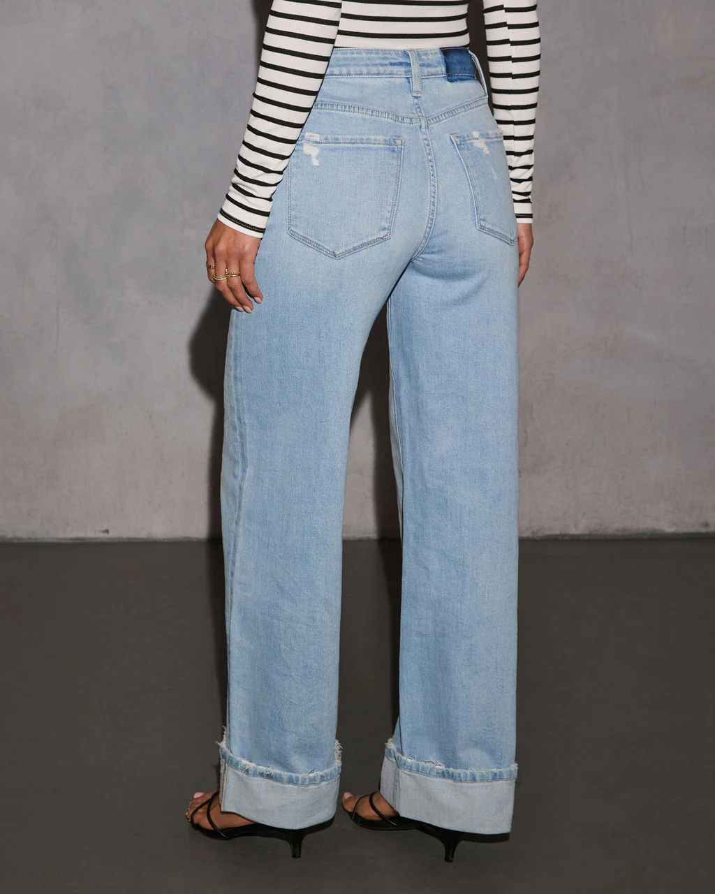 Laylia Stretch Distressed Wide Leg Jeans - Image 4