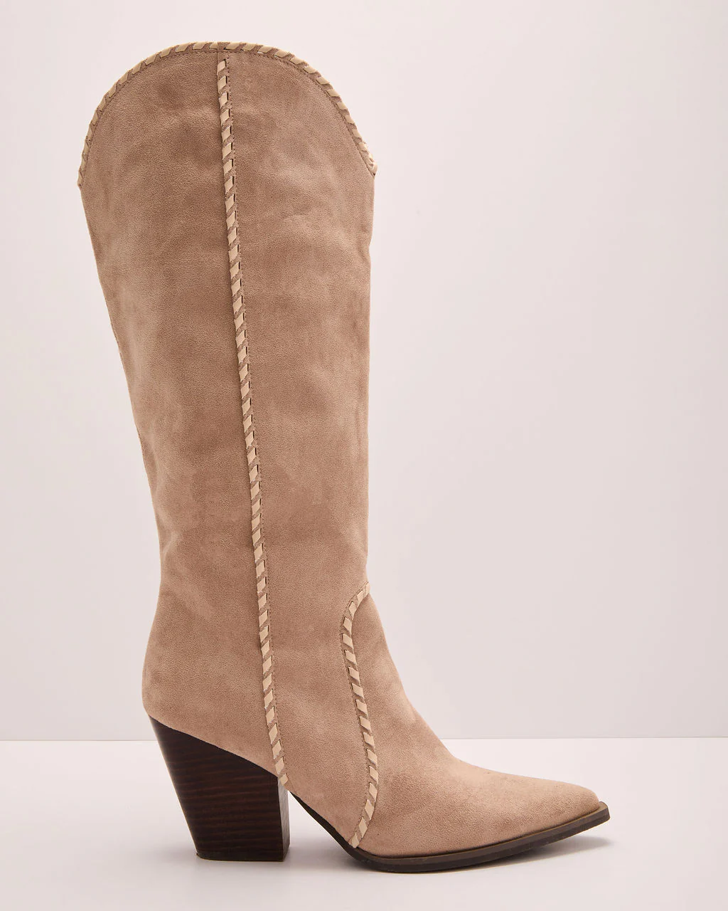 Leana Faux Suede Contrast Trim Western Boots - Image 3