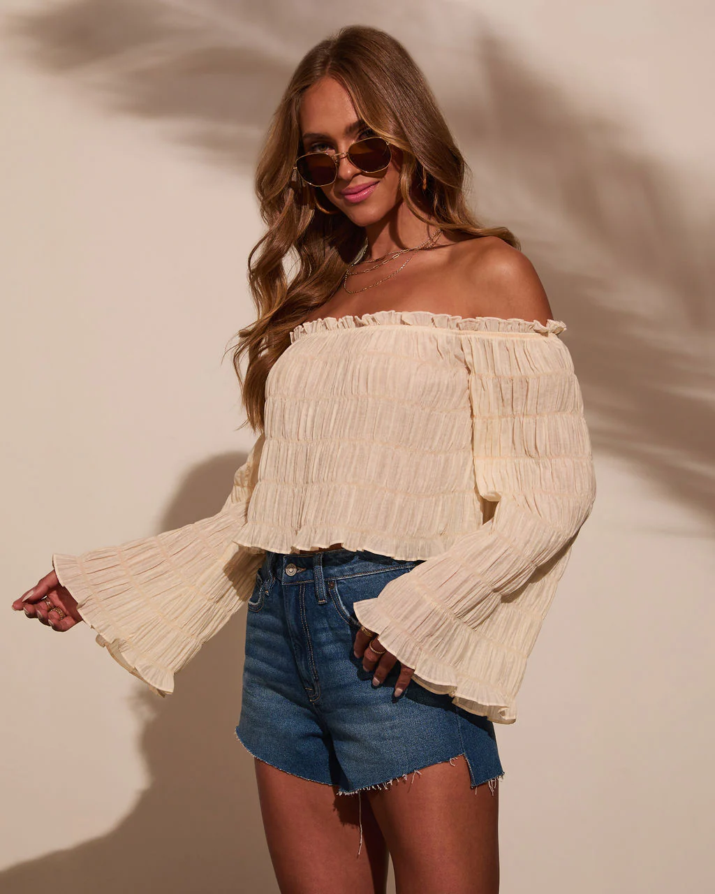Gypsy Glow Smocked Off Shoulder Top - Image 3