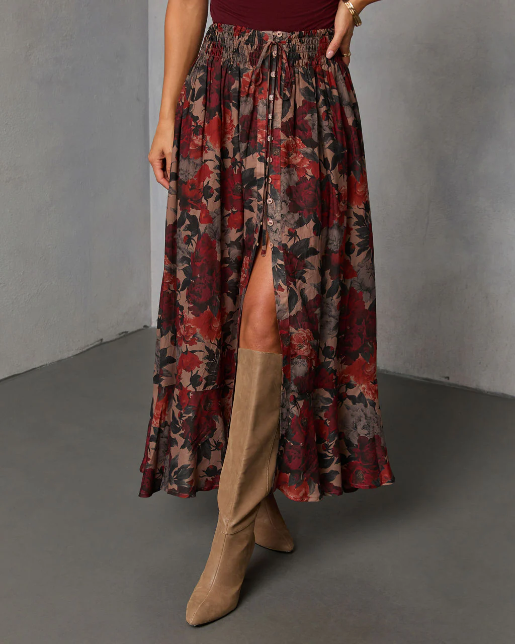 Levvie Front Tie Maxi Skirt - Image 2