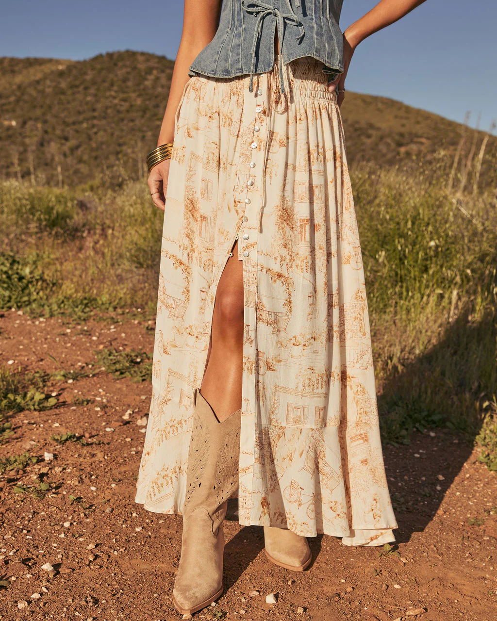 Levvie Novelty Front Tie Maxi Skirt - Image 2