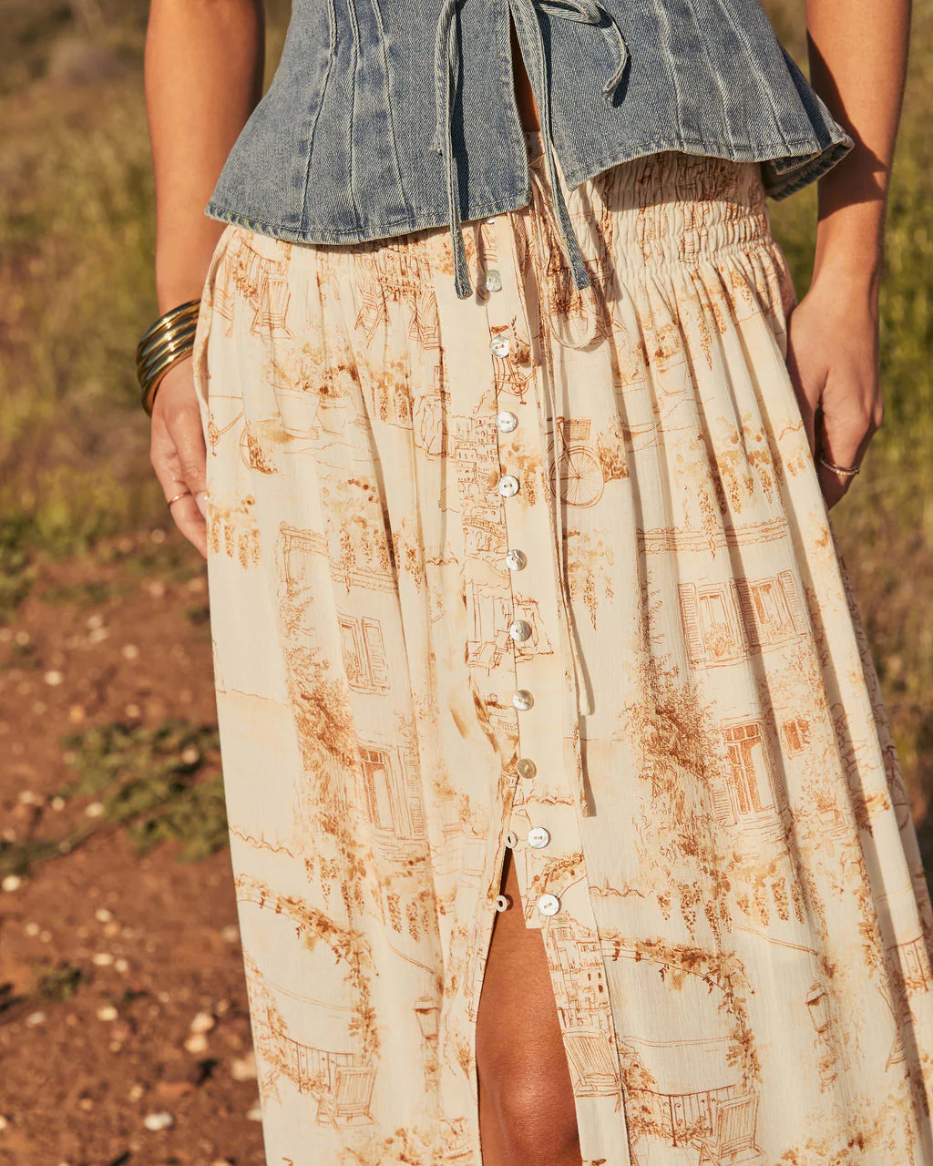 Levvie Novelty Front Tie Maxi Skirt - Image 6