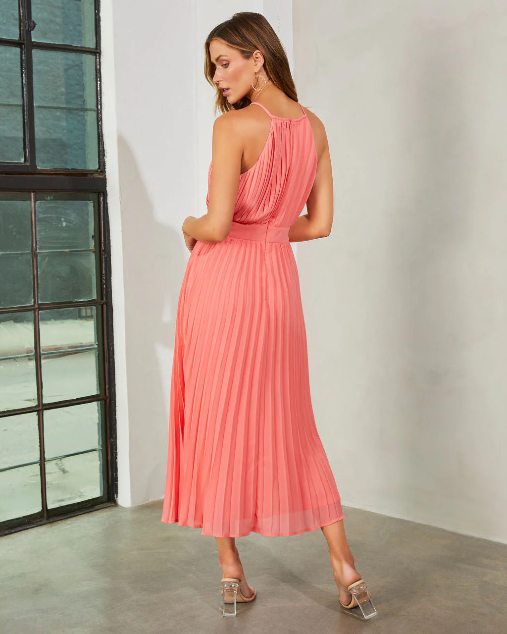 Liamara Pleated Halter Midi Dress - Image 2