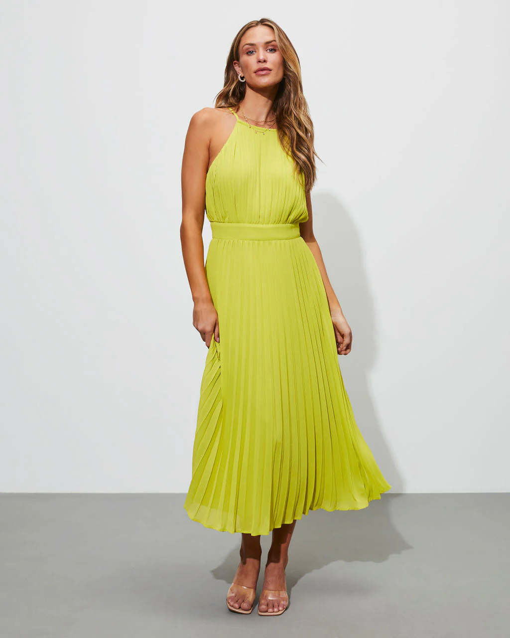 Liamara Pleated Halter Midi Dress - Image 4