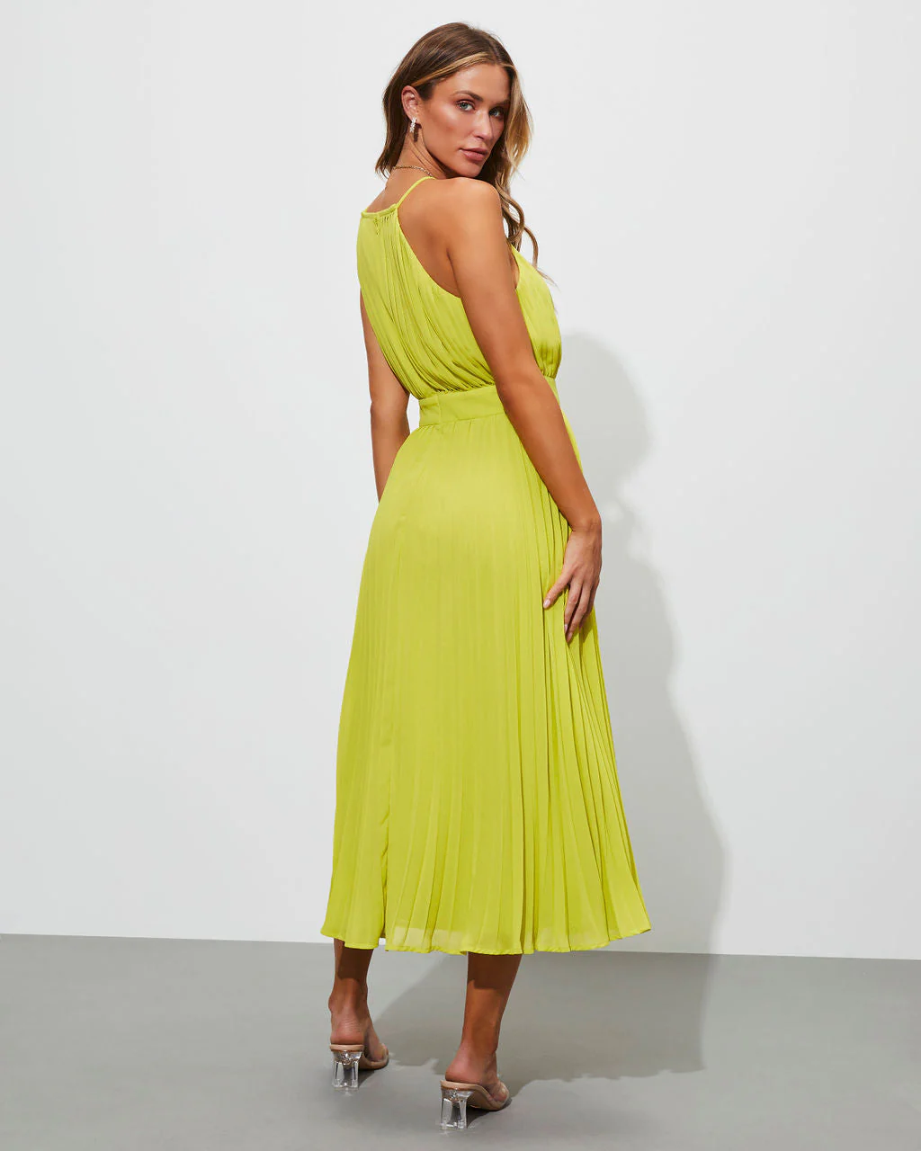 Liamara Pleated Halter Midi Dress - Image 5