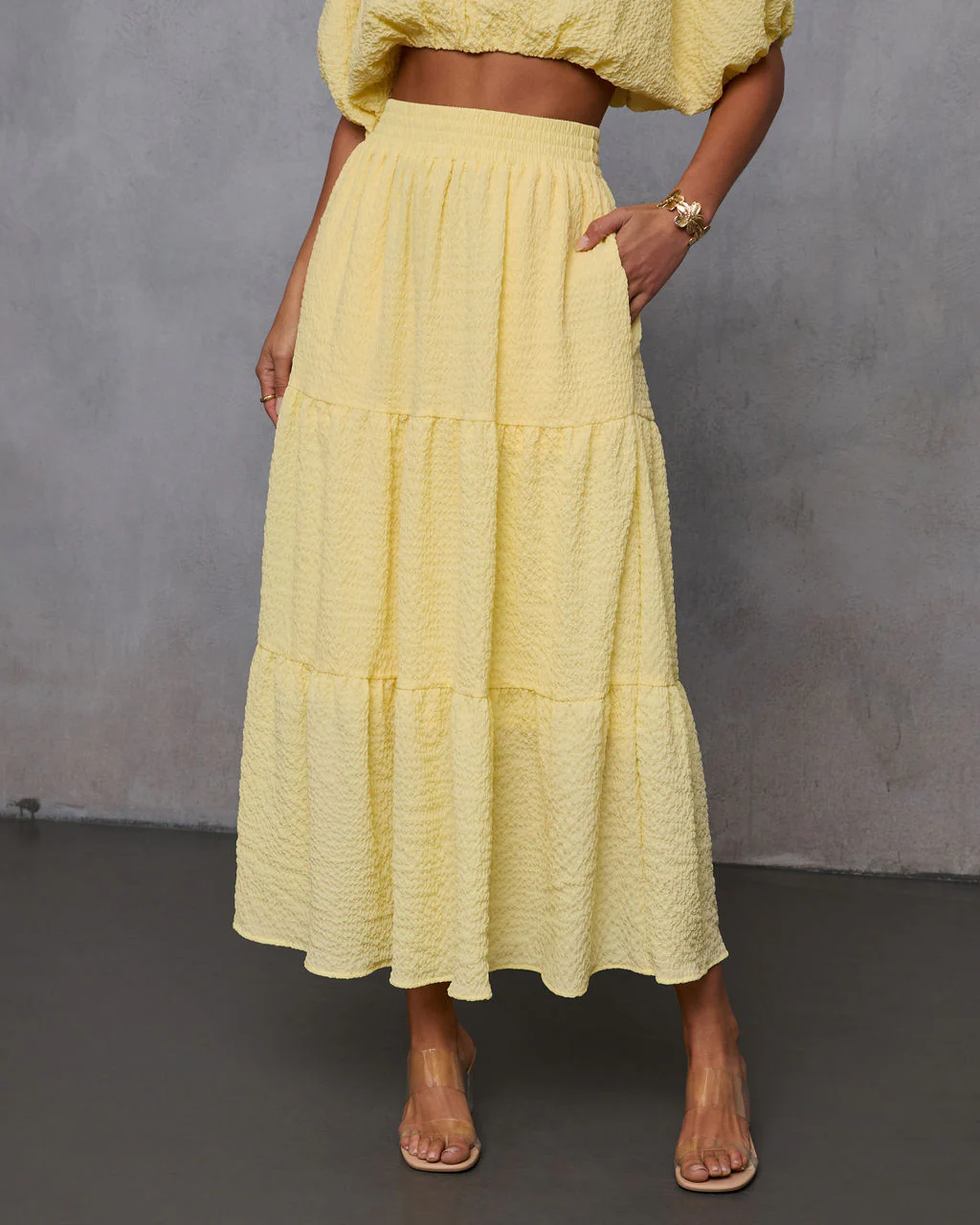 Liena Tiered Gauze Midi Skirt - Image 2