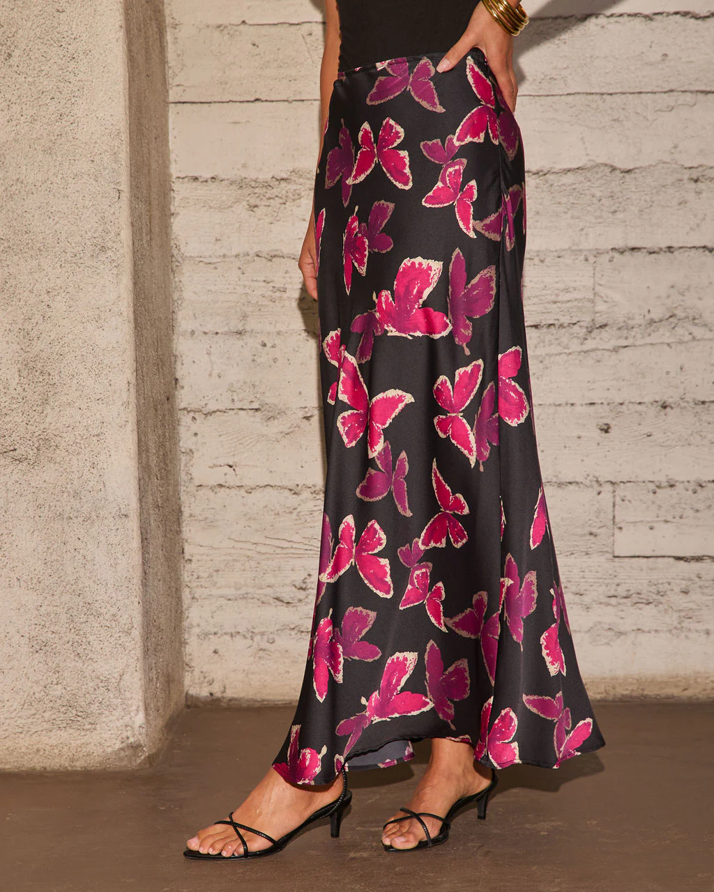 Light Feels Satin Butterfly Print Maxi Skirt - Image 3