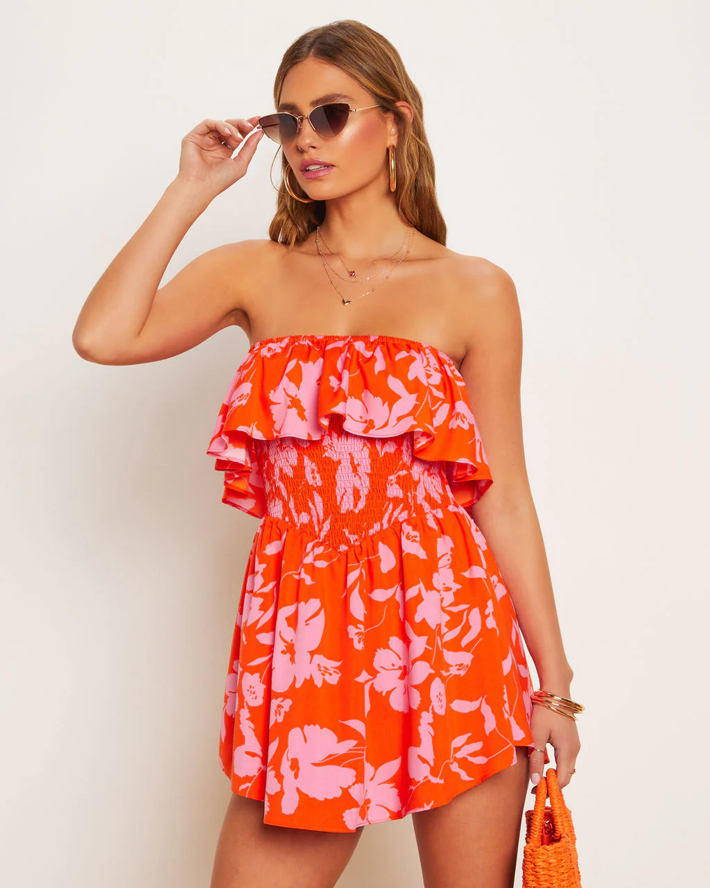 Lilly Floral Smocked Strapless Romper - Image 15