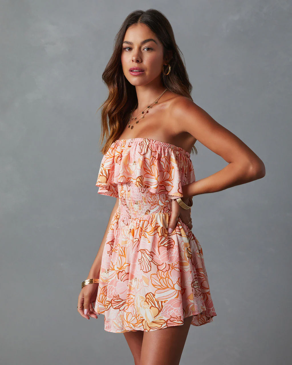 Lilly Floral Smocked Strapless Romper - Image 9