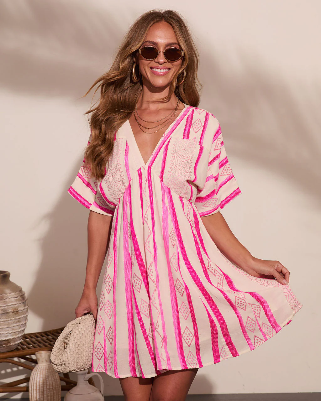 Limah Abstract Striped Kimino Mini Dress - Image 2