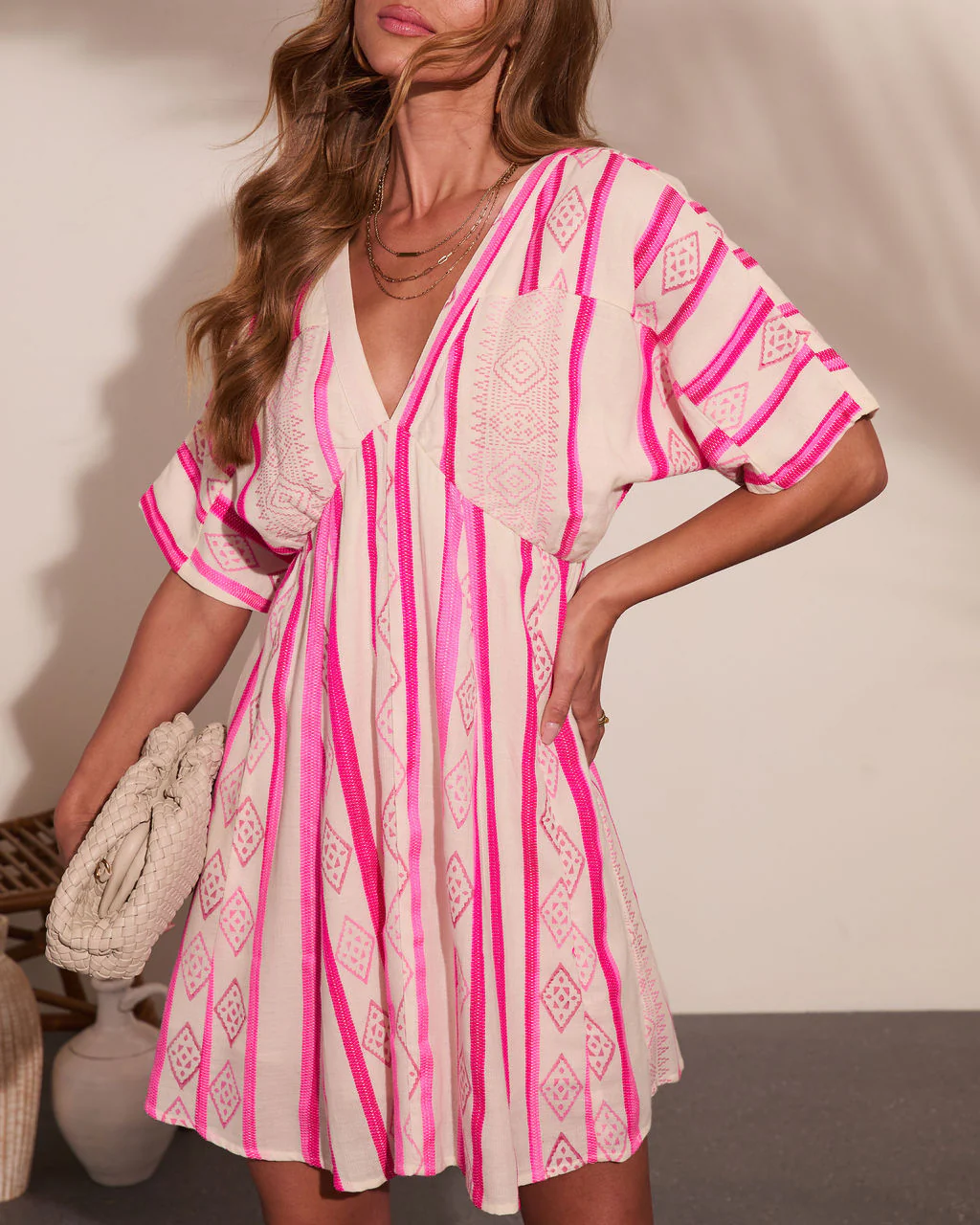 Limah Abstract Striped Kimino Mini Dress - Image 6