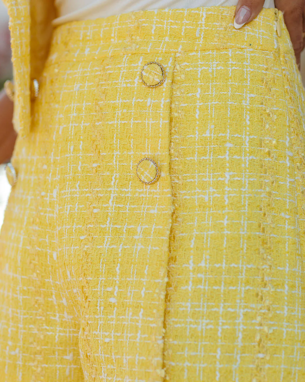 Limon High Rise Tailored Tweed Shorts - Image 10