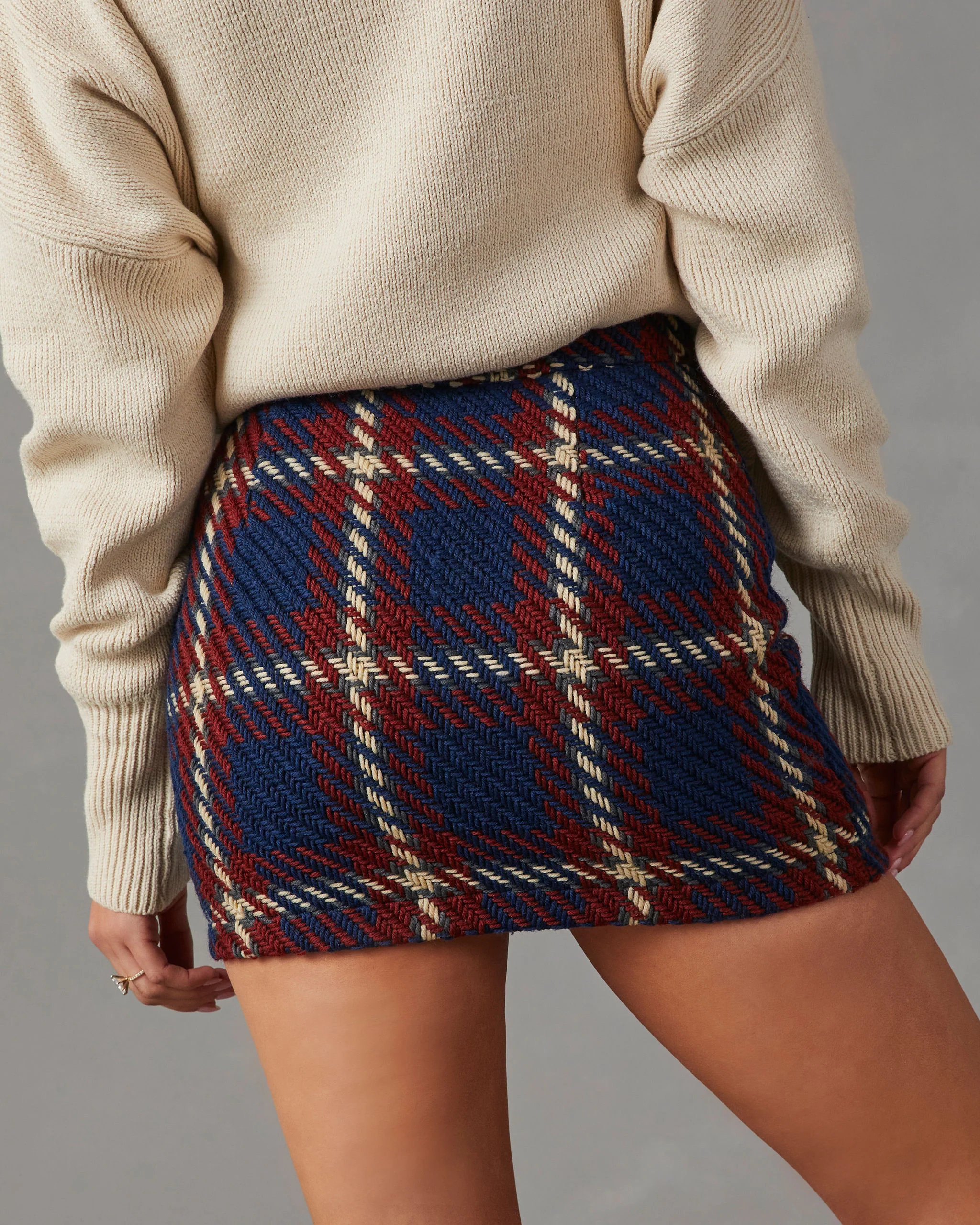 Linden Plaid Knitted Mini Skirt - Image 4
