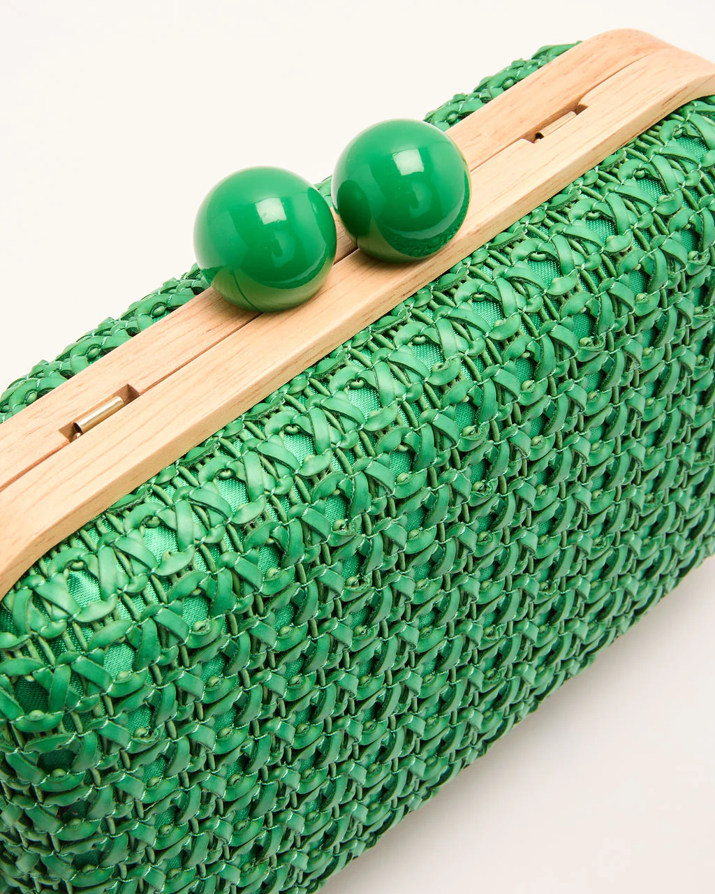 Lindsie Woven Vegan Leather Wooden Frame Clutch - Image 10