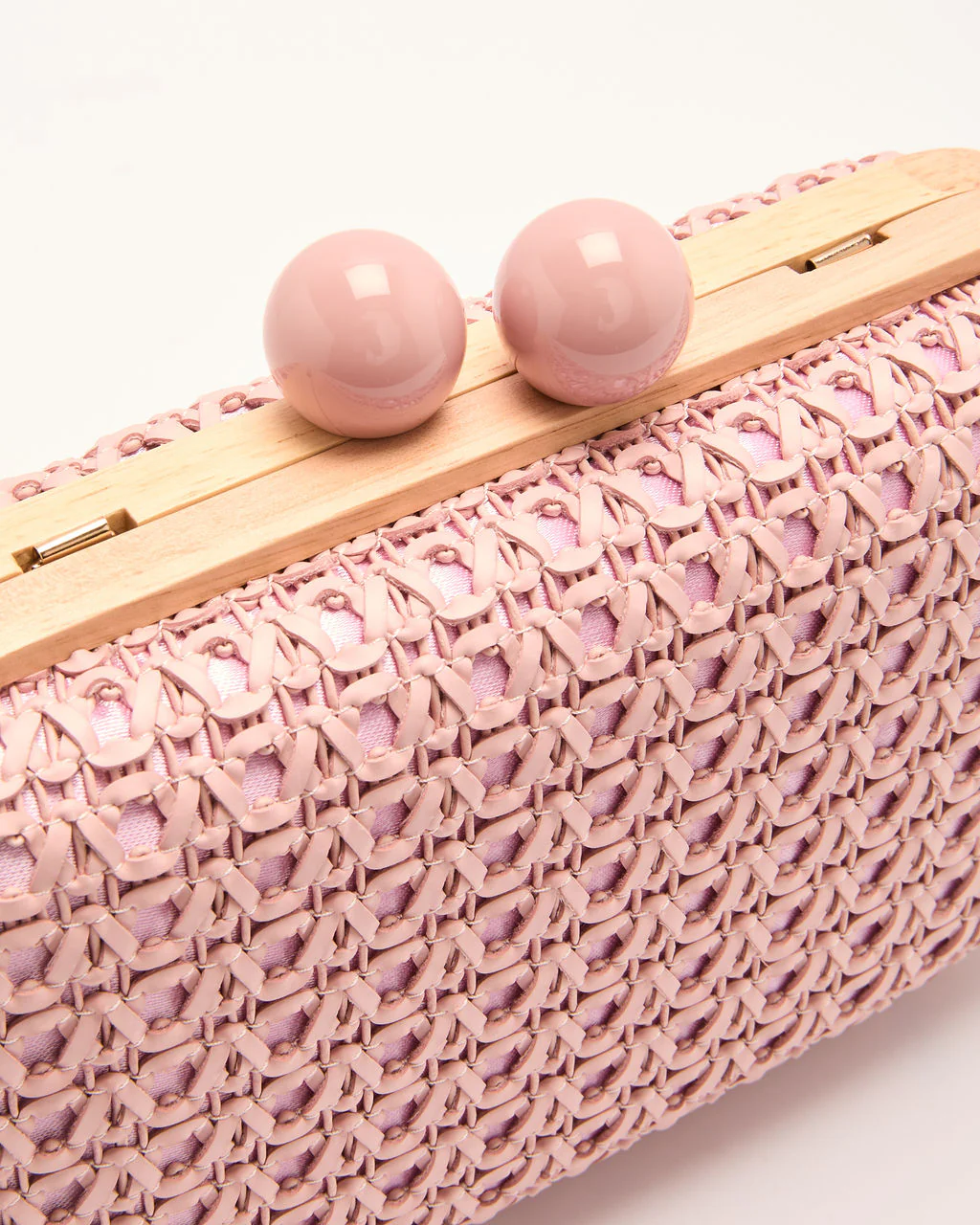 Lindsie Woven Vegan Leather Wooden Frame Clutch - Image 4