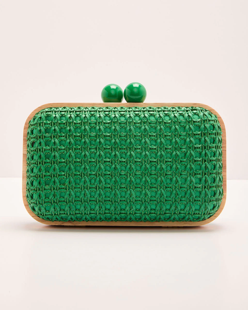 Lindsie Woven Vegan Leather Wooden Frame Clutch - Image 9