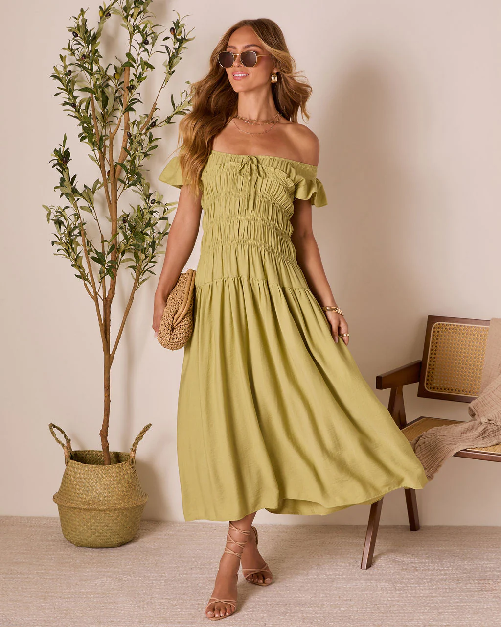Linen Skies Flutter Sleeve Midi Dress - Image 12