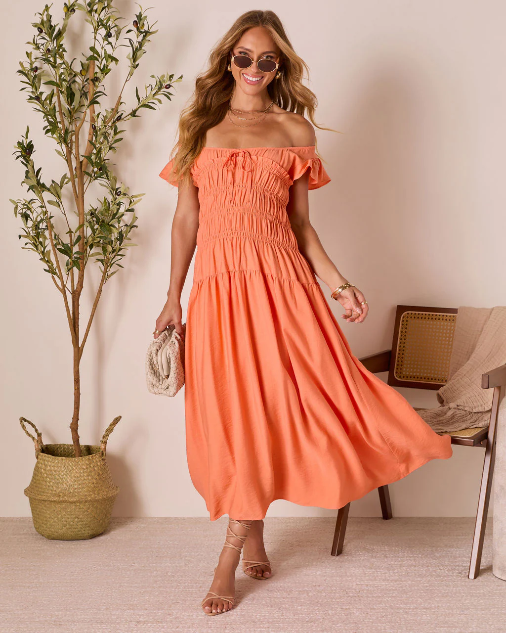 Linen Skies Flutter Sleeve Midi Dress - Image 5