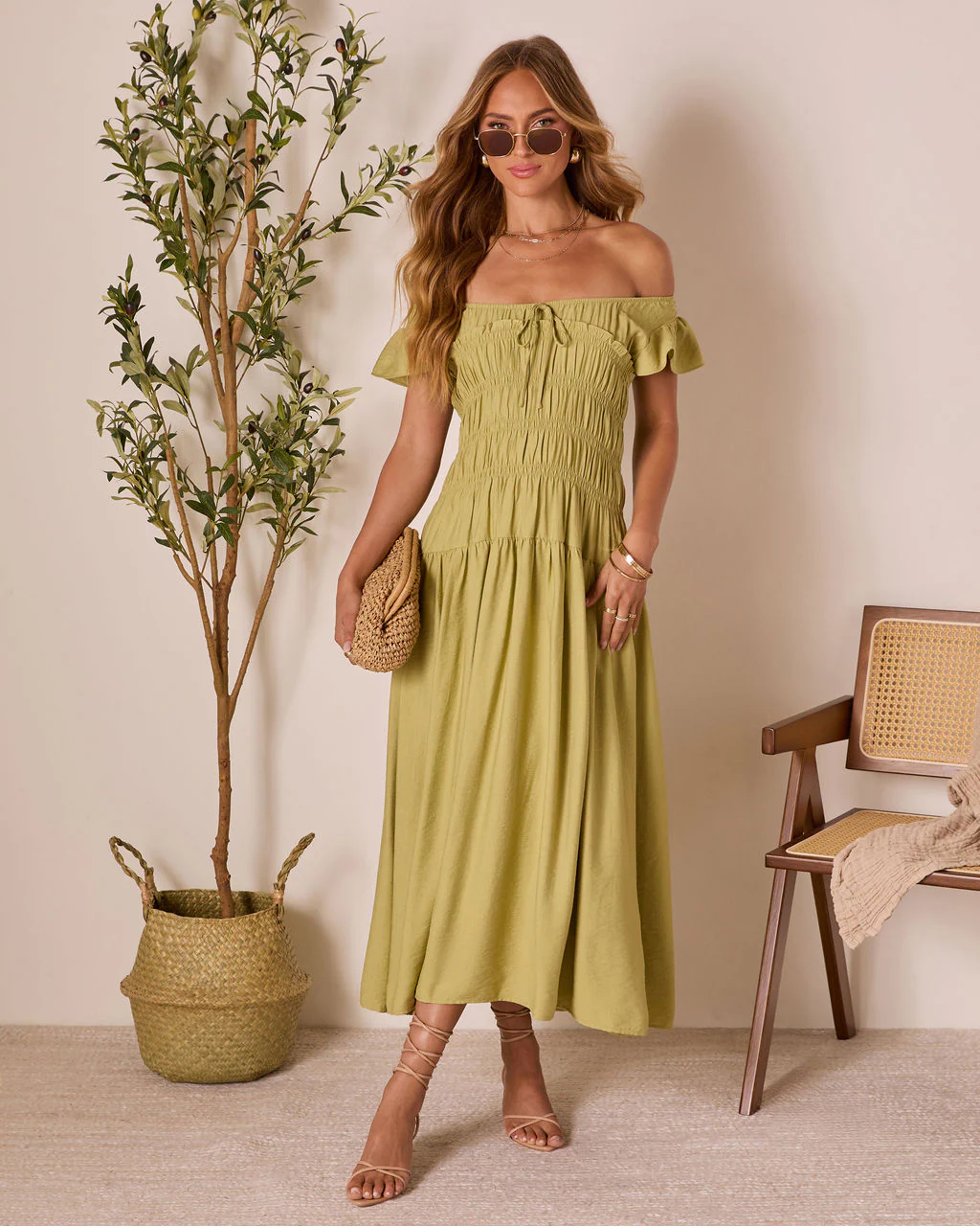Linen Skies Flutter Sleeve Midi Dress - Image 7