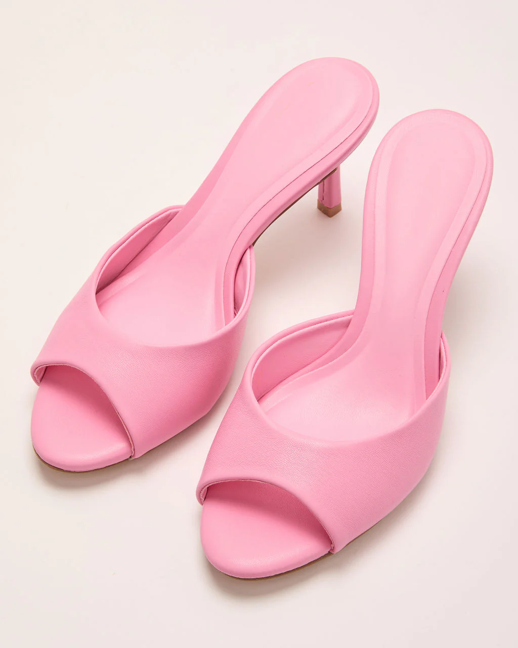 Liorra Vegan Leather Heeled Peep Toe Mules - Image 2