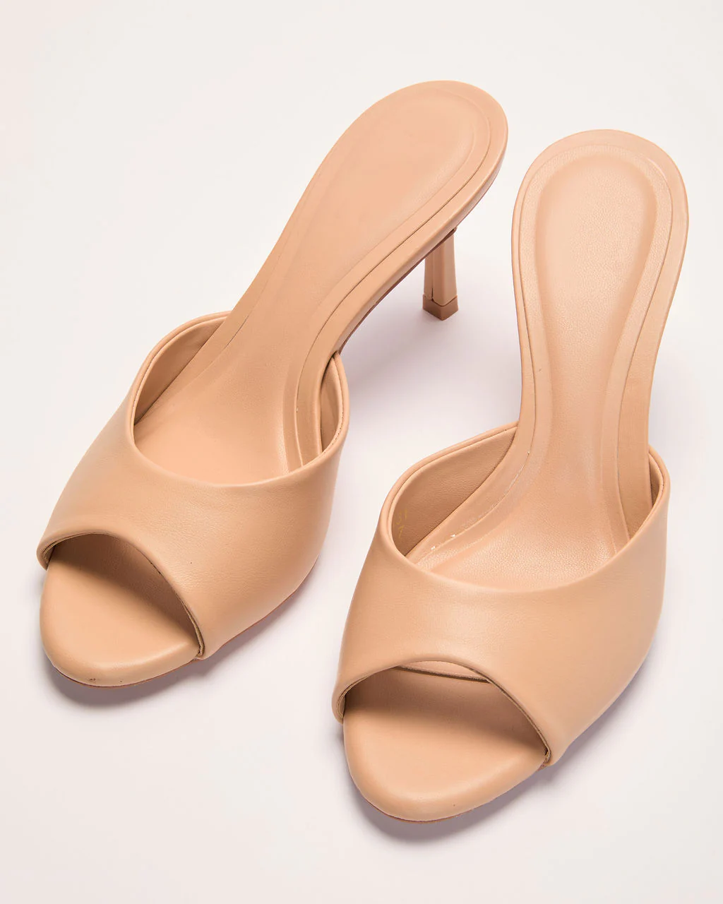Liorra Vegan Leather Heeled Peep Toe Mules - Image 8