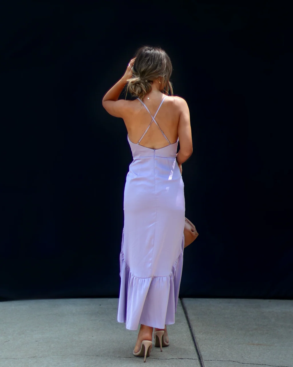 Lissell Satin High Low Midi Dress - Image 3